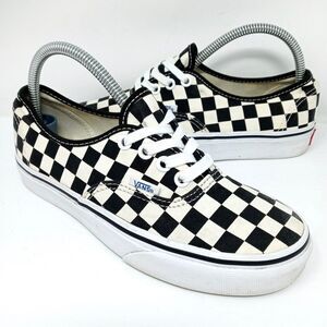 VANS Authentic Checkerboard Women's Size 6 White Black Golden Coast Skate